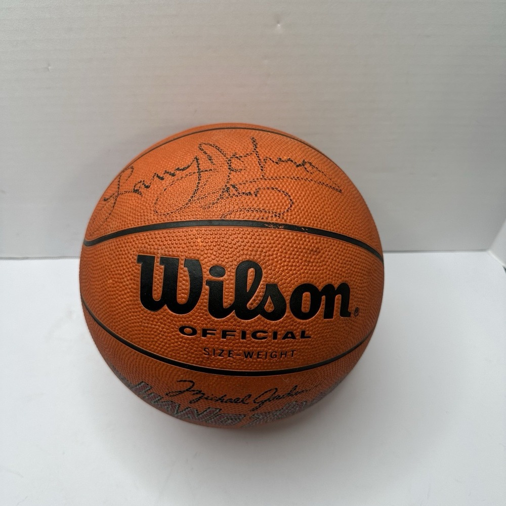 Larry Johnson Signed Wilson Michael Jordan Hang Time Basketball No COA Auto